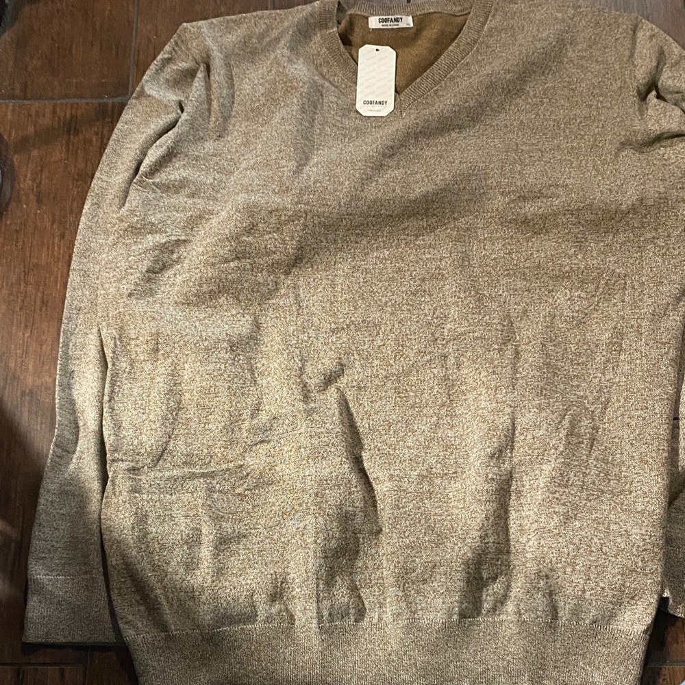 Elegant V-Neck Sweater for Men - Tan Coofandy